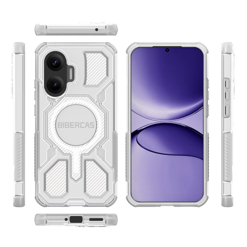 Coque magnétique translucide BIBERCAS pour Xiaomi Poco F7 Redmi Turbo 4 Pro 5G Chargement sans fil Cadre en TPU Coque arrière en plastique pour téléphone