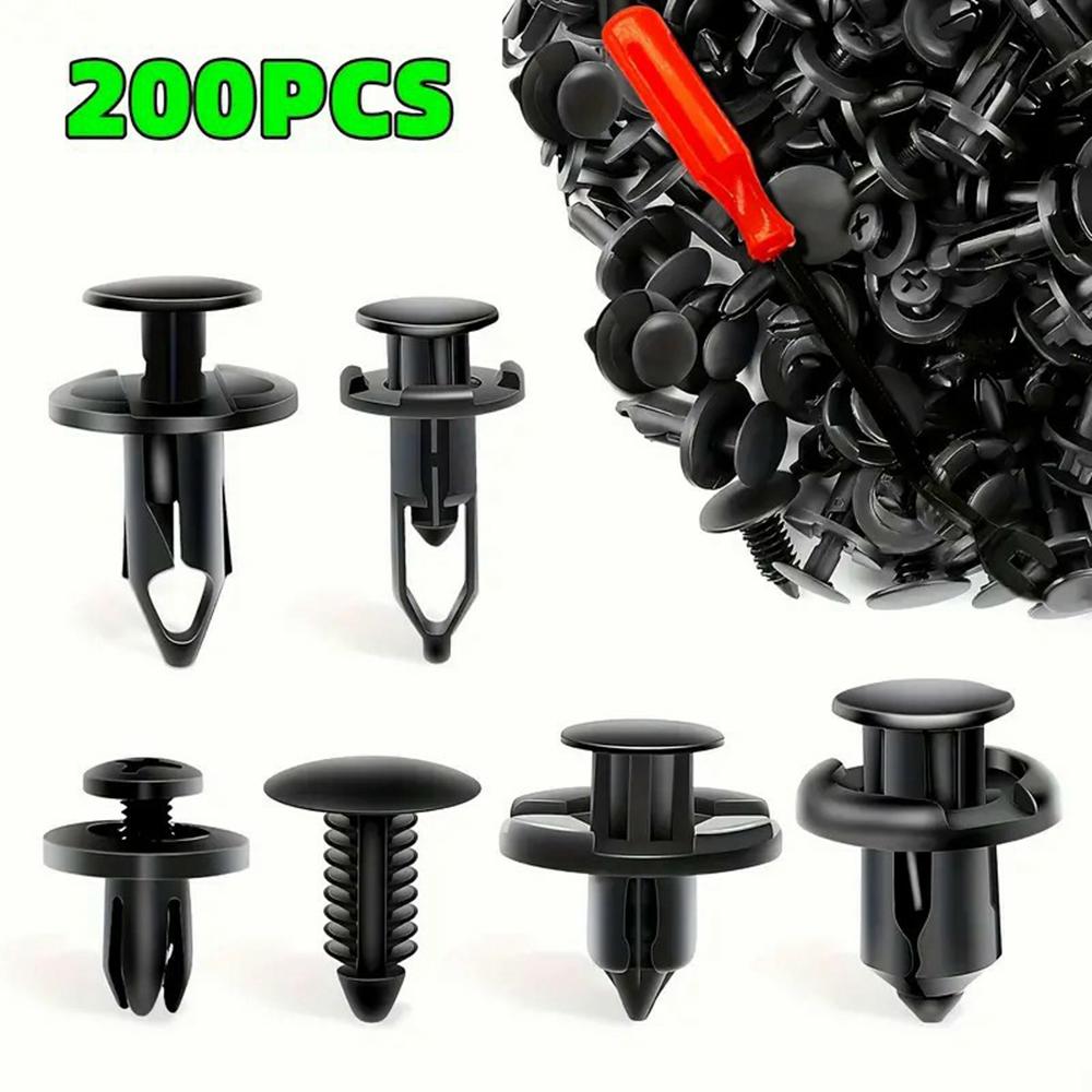 

200Pcs Mixed Plastic Car Door Panel Fastener Vehicle Bumper Clips Retainer Fasteners with 1 Pry Tool Type A