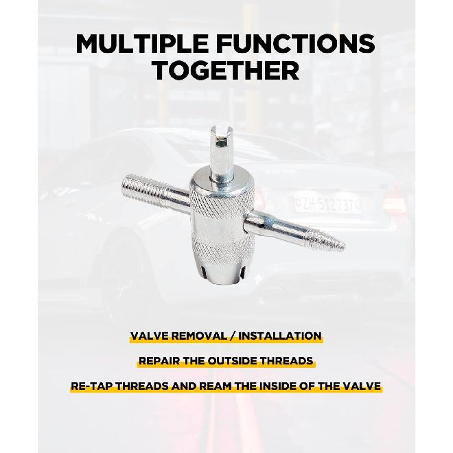 Tire Valve Stem Puller Tools Set,Includes Valve Stem Cores,4 Way Valve Core Remover,Single Head Tire Valve Core Remover,Valve Stem Taller, Tire