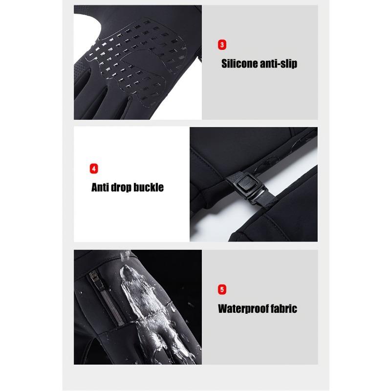 Men's Winter Outdoor Warm Gloves, Windproof Waterproof Touch Screen Gloves, Non-slip Cold Gloves, for Outdoor Running Riding Skiing Fishing Driving