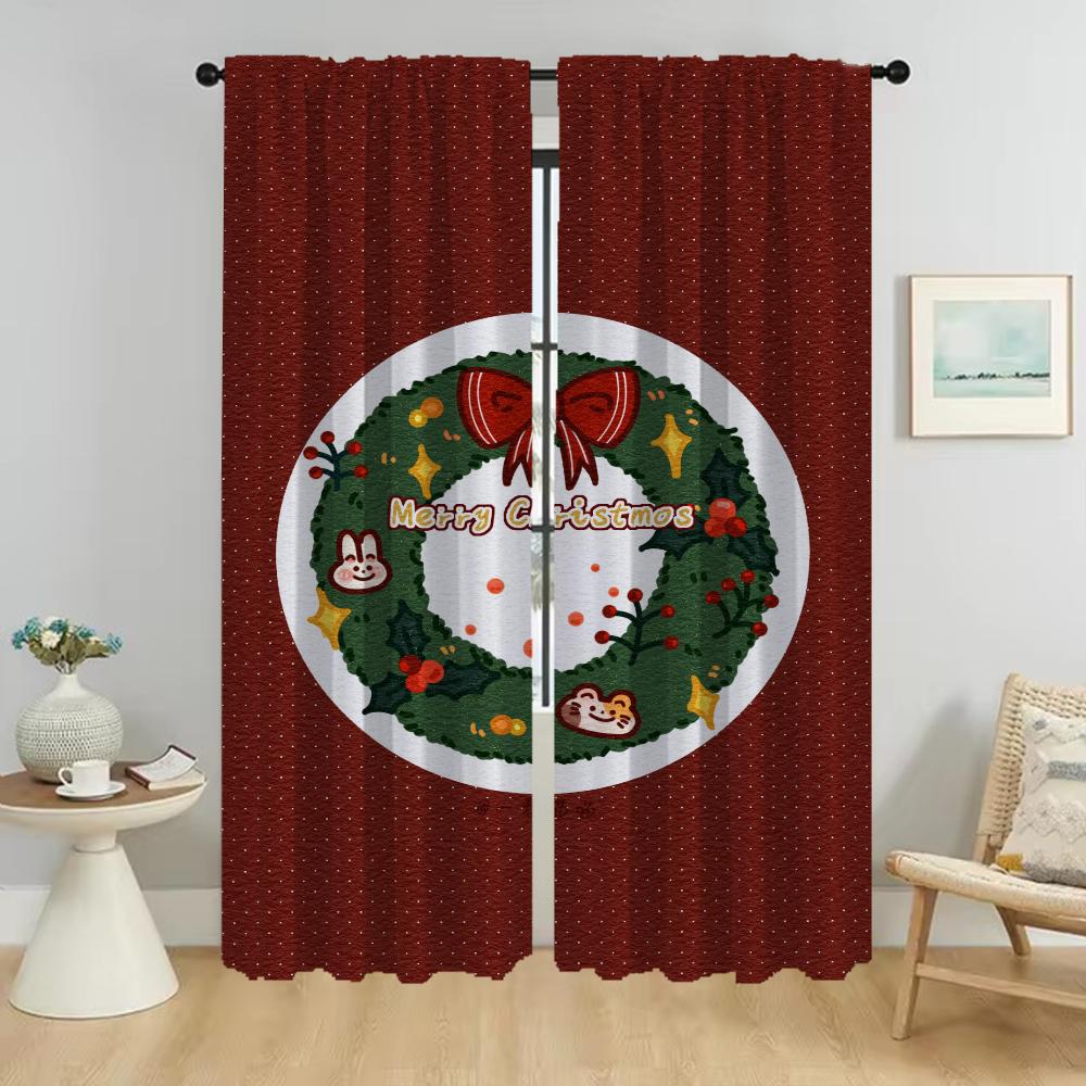 Christmas Kitchen Curtains for Camera Anti-mosquito Curtains 2 Pieces Halloween Decoration Partition Tulle for Bedroom Curtain
