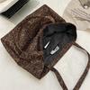 Retro Faux Suede Women's Shoulder Bags Leopard Print Large Capacity Ladies Shopping Bag College Style Girls Handbag Fall Winter