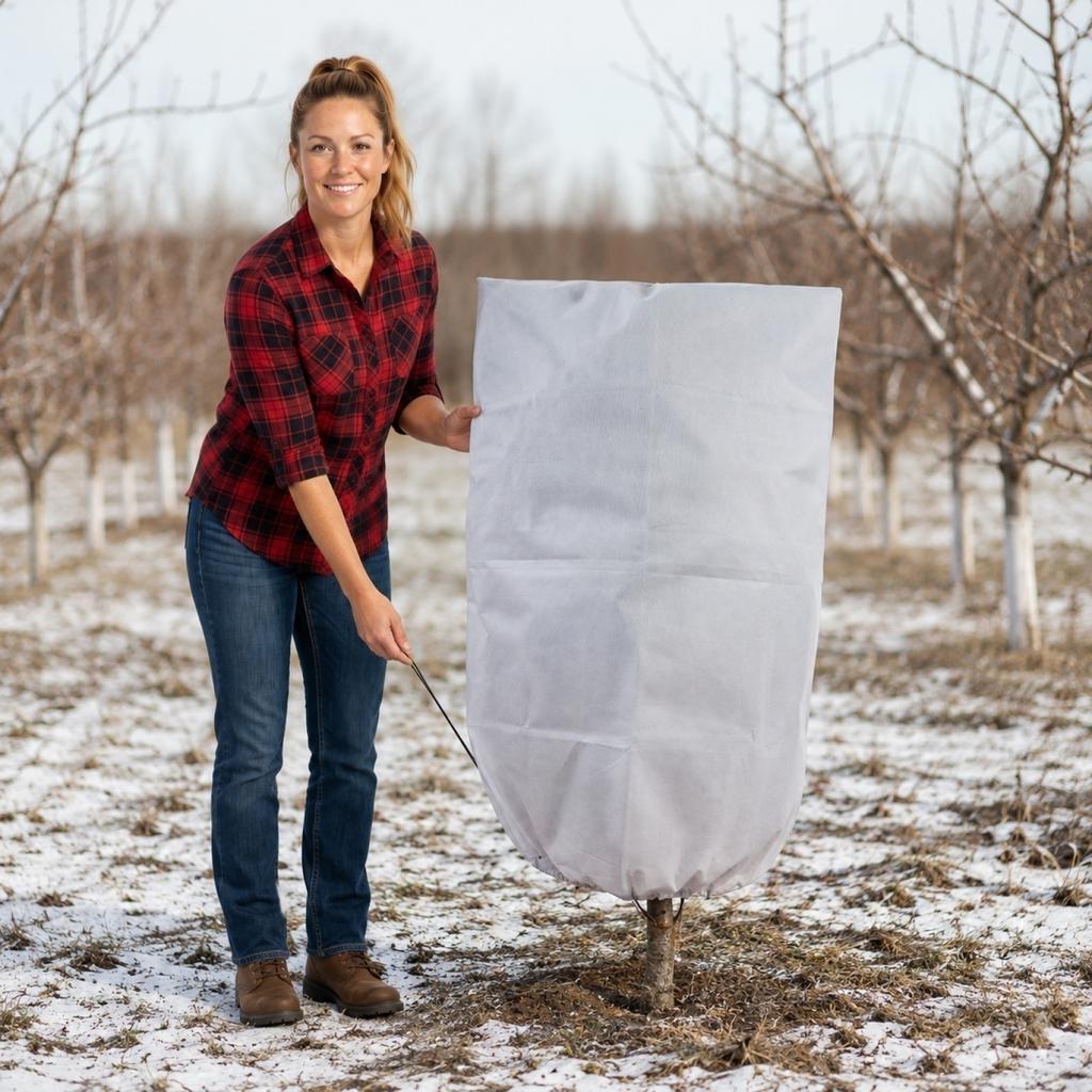 Non Woven Plant Frost Protection Cover for Trees with Drawstring Bottom 100x80cm Durable Garden Frost Shield for Outdoor Use