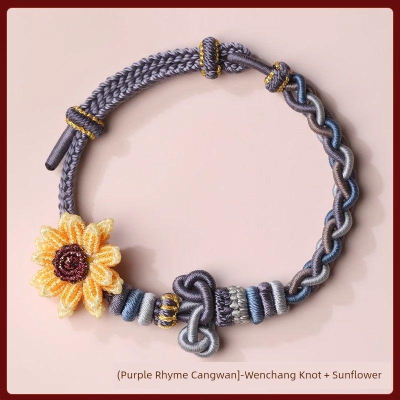 

Boat Festival Carrying Strap Peach Blossom Wenchang Knot Winning the Victory Sunflower Hand Weaving Bracelet High School Entrance Examination Gift Ziyun Sky-Wenchang Knot + Sunflower Adjustable