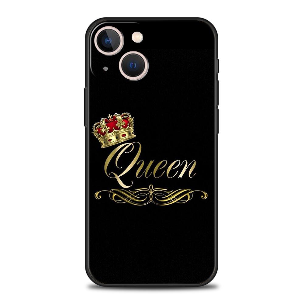 Phone Case For Apple iPhone 11 15 14 Pro MAX 12 13 7 8 Plus X XR XS MAX SE Cover Funda Couple Style Cartoon Crown King Queen