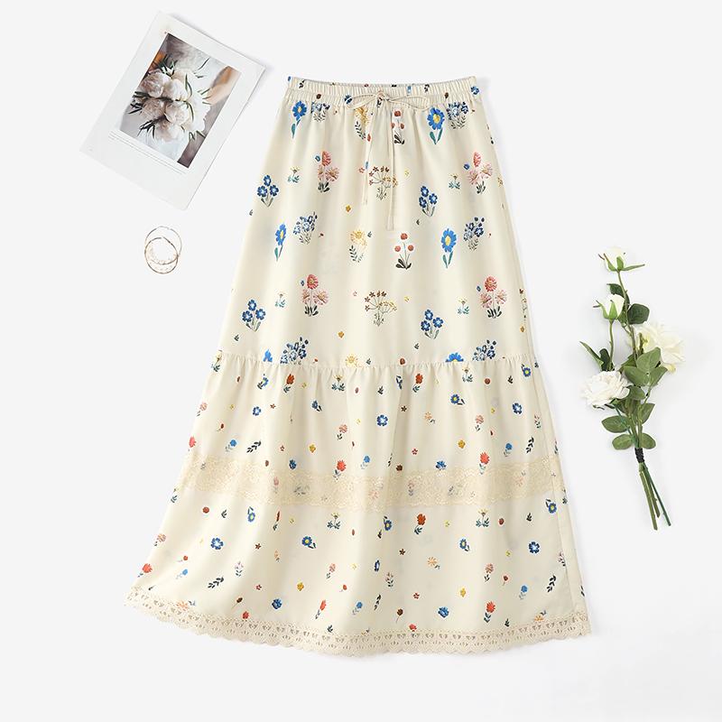 ZANZEA Women Casual Elastic Waist Loose Floral Long Skirts