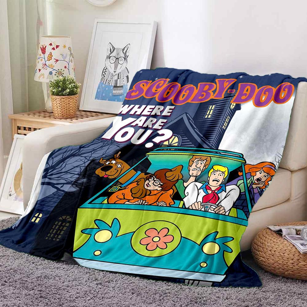 1Pc Scoobydoo Mystery Night Flannel Blanket, Soft And Comfortable, Casual Warm, Camping Travel, Christmas, Halloween Xmas Gift L136