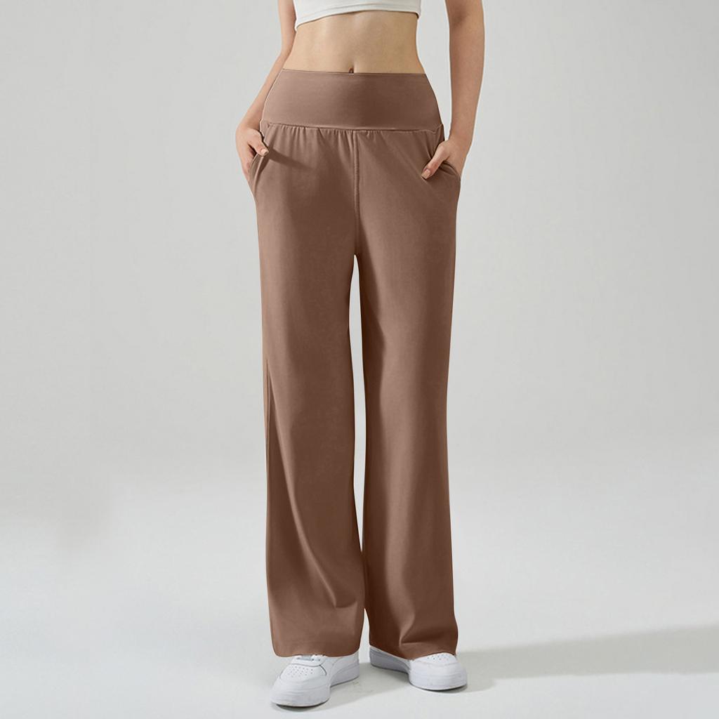 Women’s High Waist Wide Leg Yoga Pants with Pockets Stretch Athletic Lounge Trousers for Workout Casual Wear