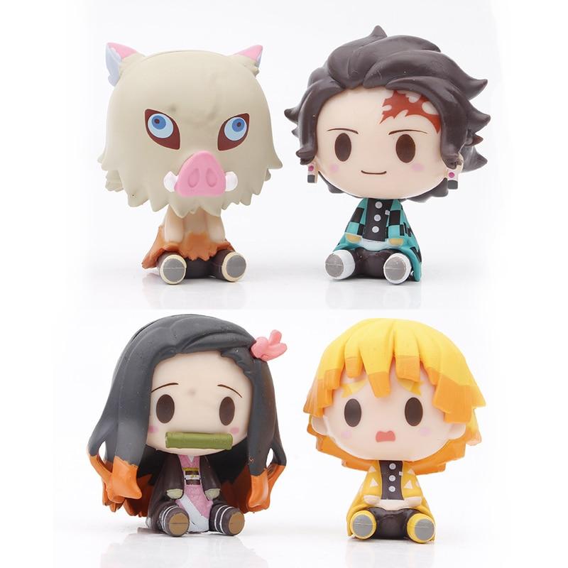 Set Demon Slayer Kamado Tanjirou  Agatsuma Zenitsu Action Figure Anime Model Pvc Statue Collectible Toy