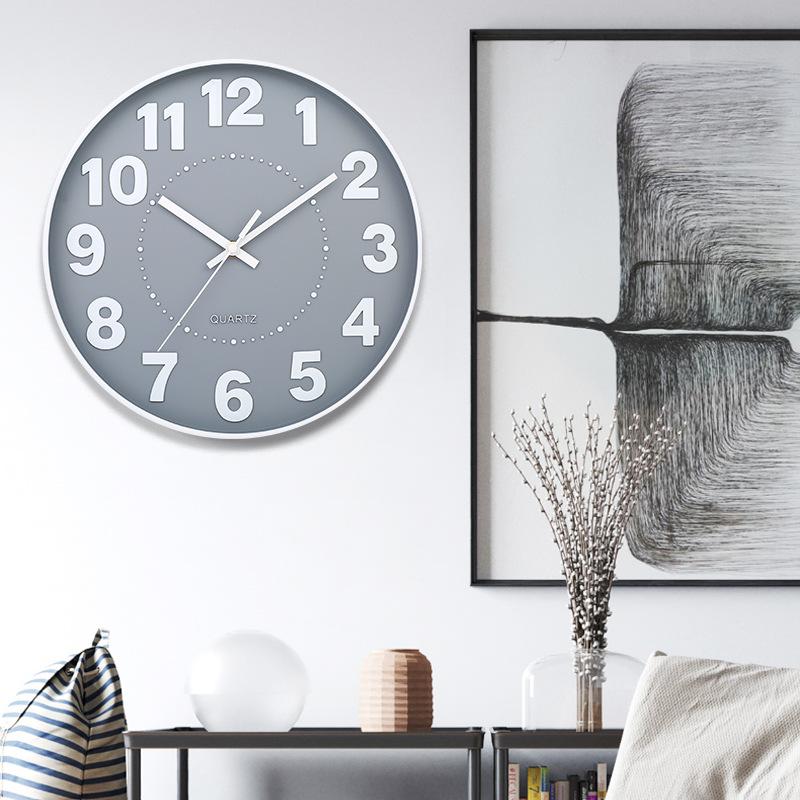 12 Inch 30CM Silent Wall Clock, Creative and Fashionable, Three-dimensional Digital Minimalist Clock for Home Living Room