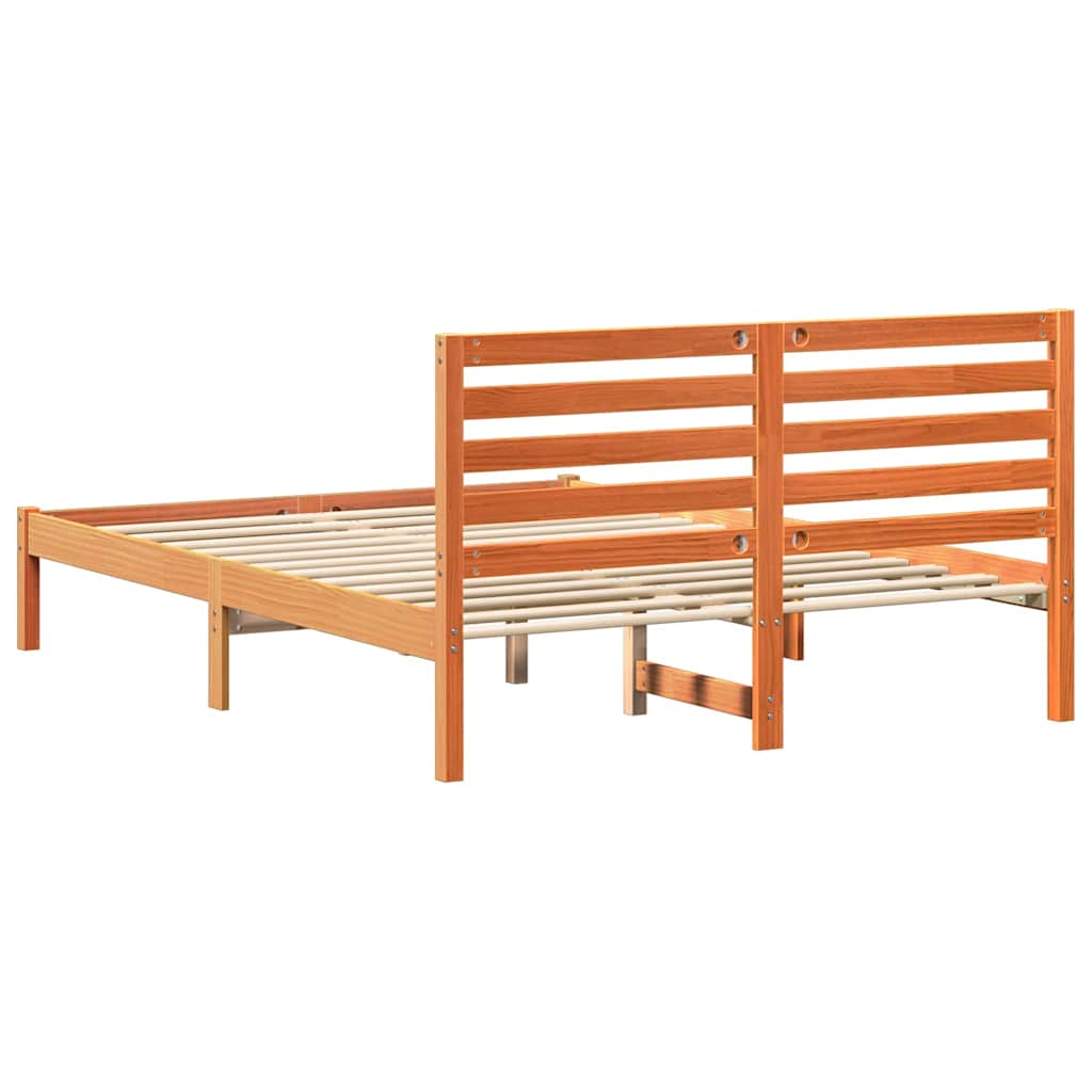 Bed Frame Wax Brown 120 x 200 cm Solid Pine Wood