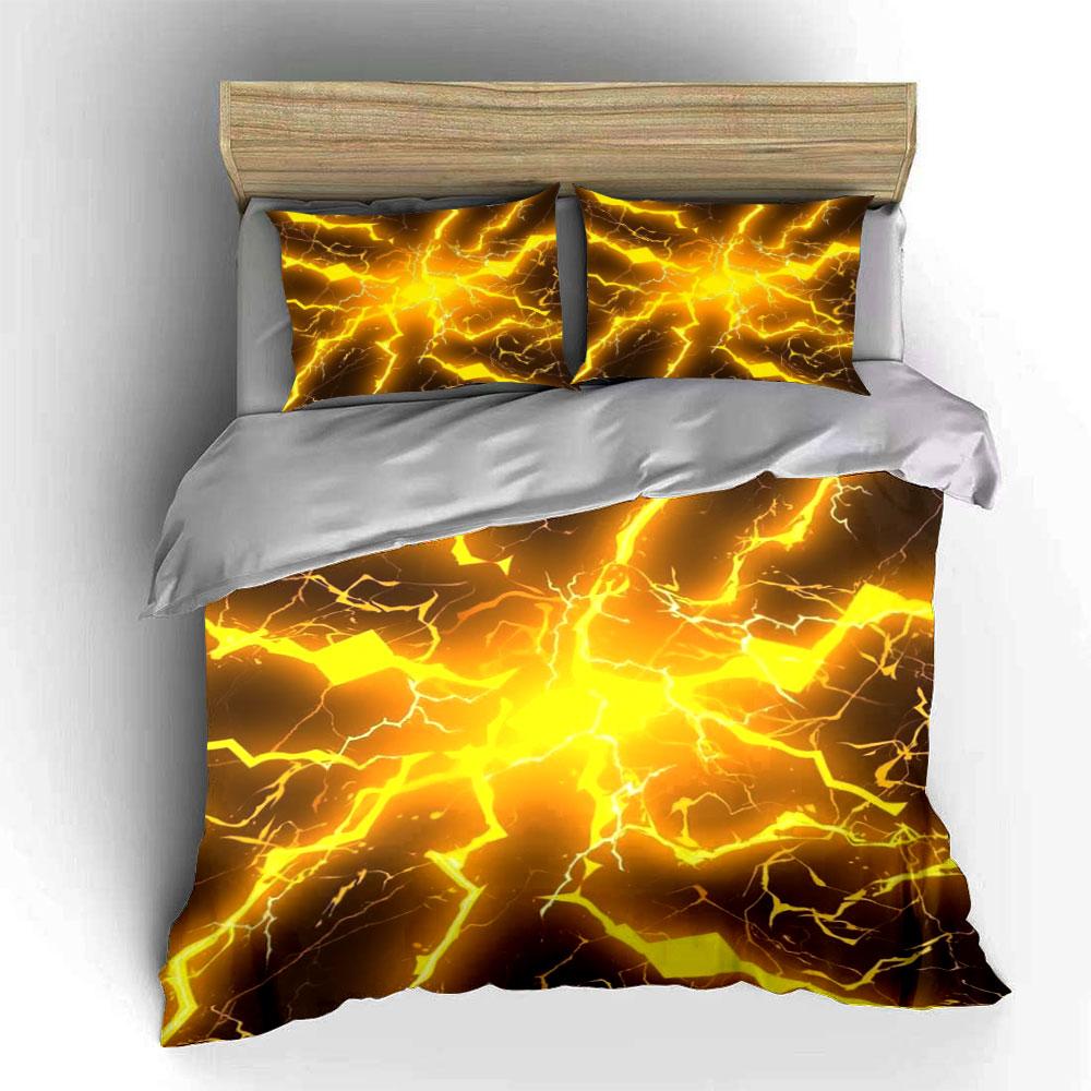 Yellow lightning bolt pattern. Bedding sets Duvet cover sets Duvet covers Pillowcases(1 * Duvet Cover 2 * Pillowcases, without duvet insert)