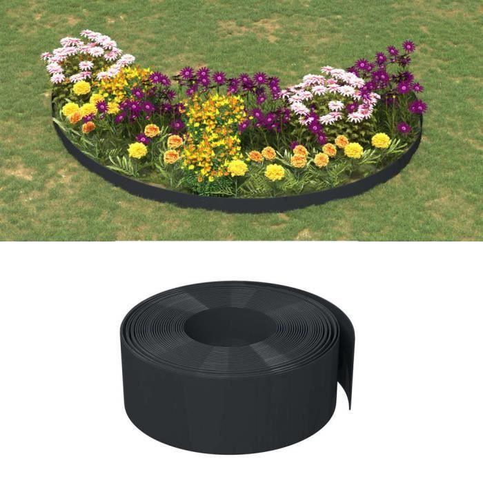 VidaXL Bordures de jardin 4 pcs noir 10 m 20 cm polyéthylène 3155458