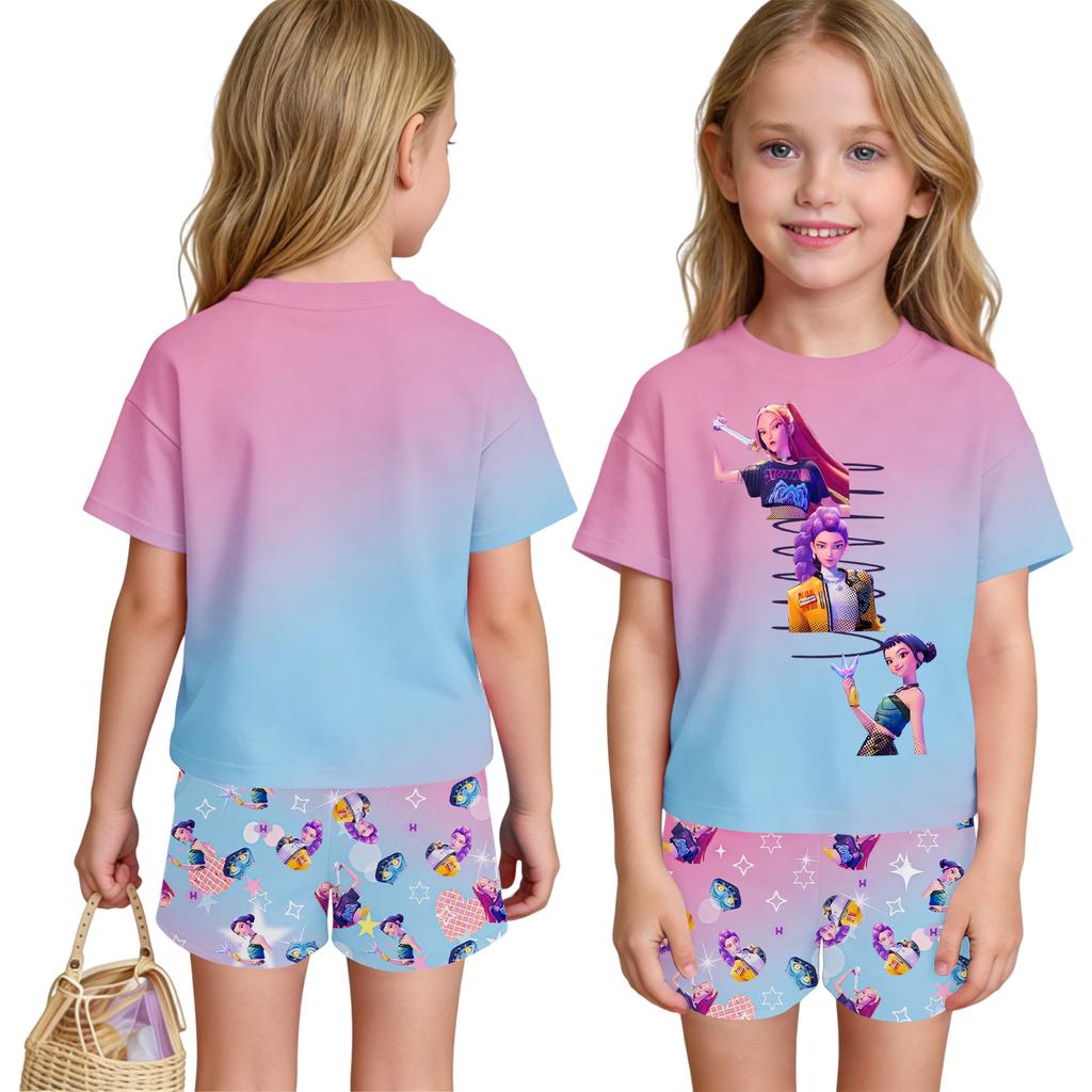 Children's Casual Short Sleeve And Shorts Letter Print Set