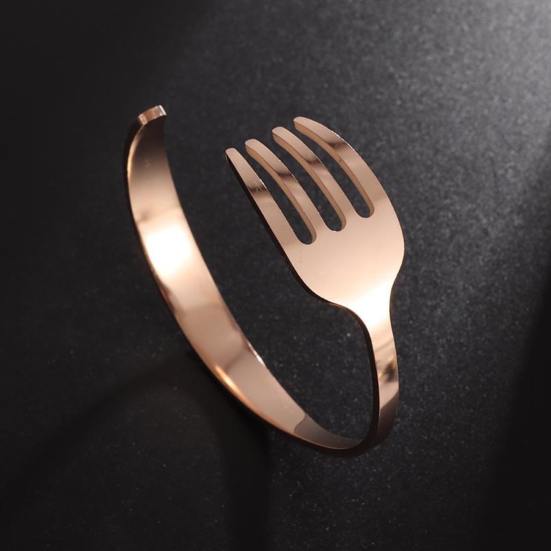 Creative Design Fork Cuff Bracelet Stainless Steel for Women Personality Trend Party Jewelry Three Colors Optional