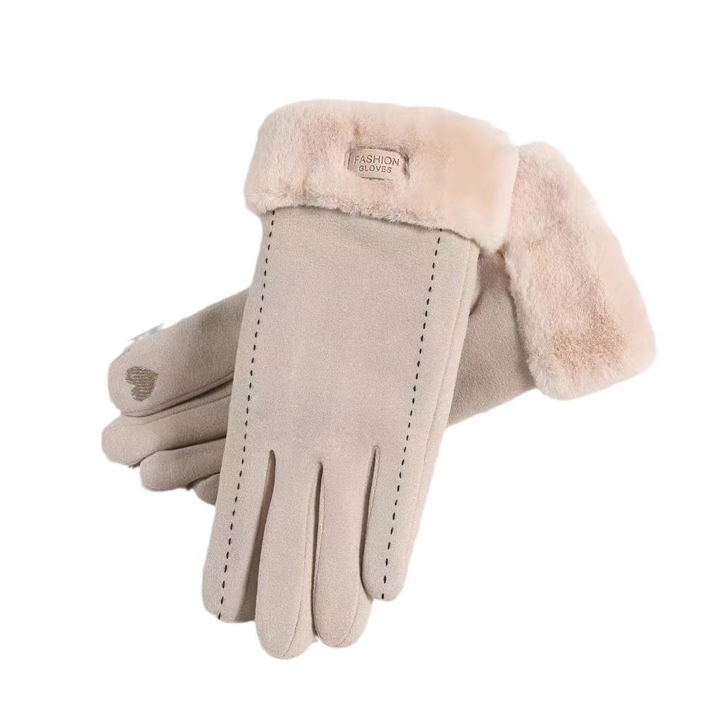Gloves Women'S Winter Riding Warm And Cold-Proof, Piled And Thickened Women'S Cashmere Touchscreen Gloves
