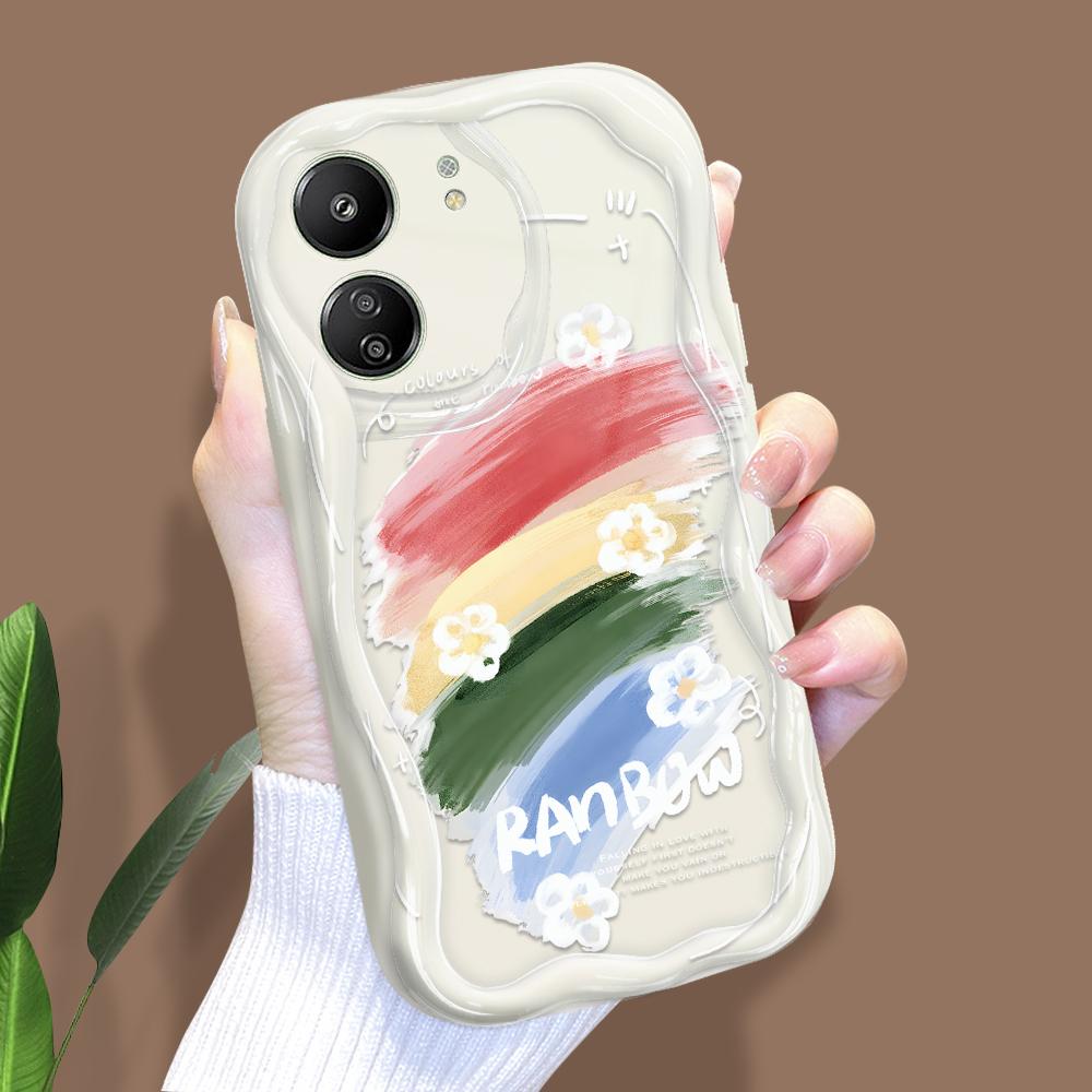 Carcasă cu textura cremă cu model de desene animate cu margine ondulată Husă din silicon moale pentru telefon pentru Xiaomi Redmi