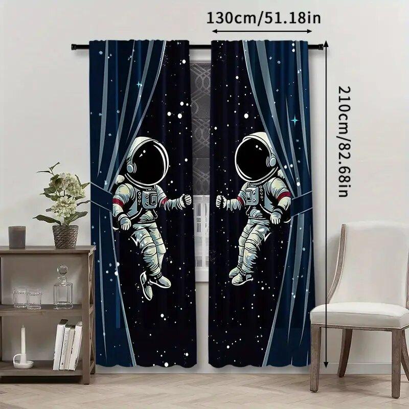 

2 pieces of Astronaut in space printed curtains, pole bag curtains, home decoration, room decoration 29Wx64L(75x166CM)x2