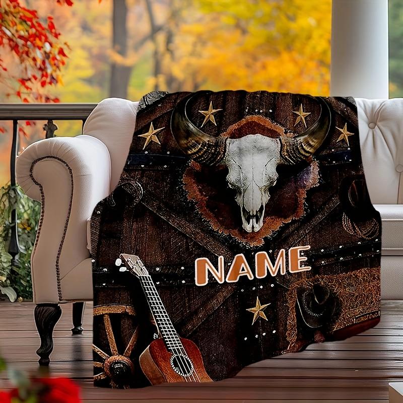 Retro Cowboy Style Customize Your Name Outdoor Blanket Used For Chair Office Sofa Bed Camping Soft And Warm Giving Friends And Relatives Birthday