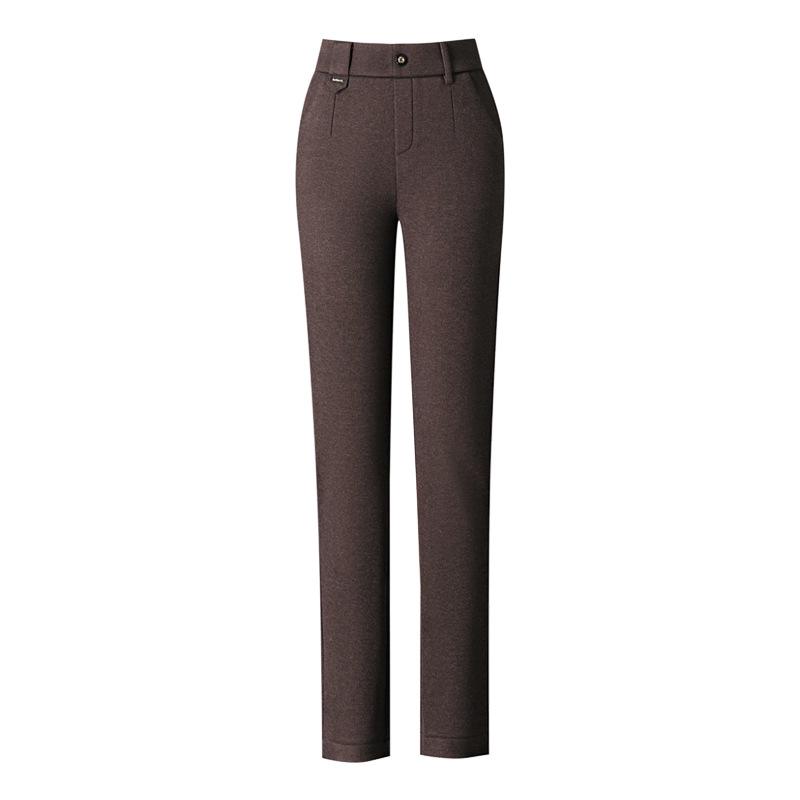 Women's High-Waisted Fleece-Lined Straight-Leg Pants, New for Autumn/Winter 2024, Plus Size Available, Warm Casual Mom Trousers.