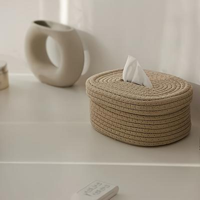 1 pz Portatovaglioli in Tessuto Intrecciato a Mano-Elegante, Leggero, Lavabile, Portaoggetti Multifunzionale per Asciugamani Viso, Tovaglioli per Casa
