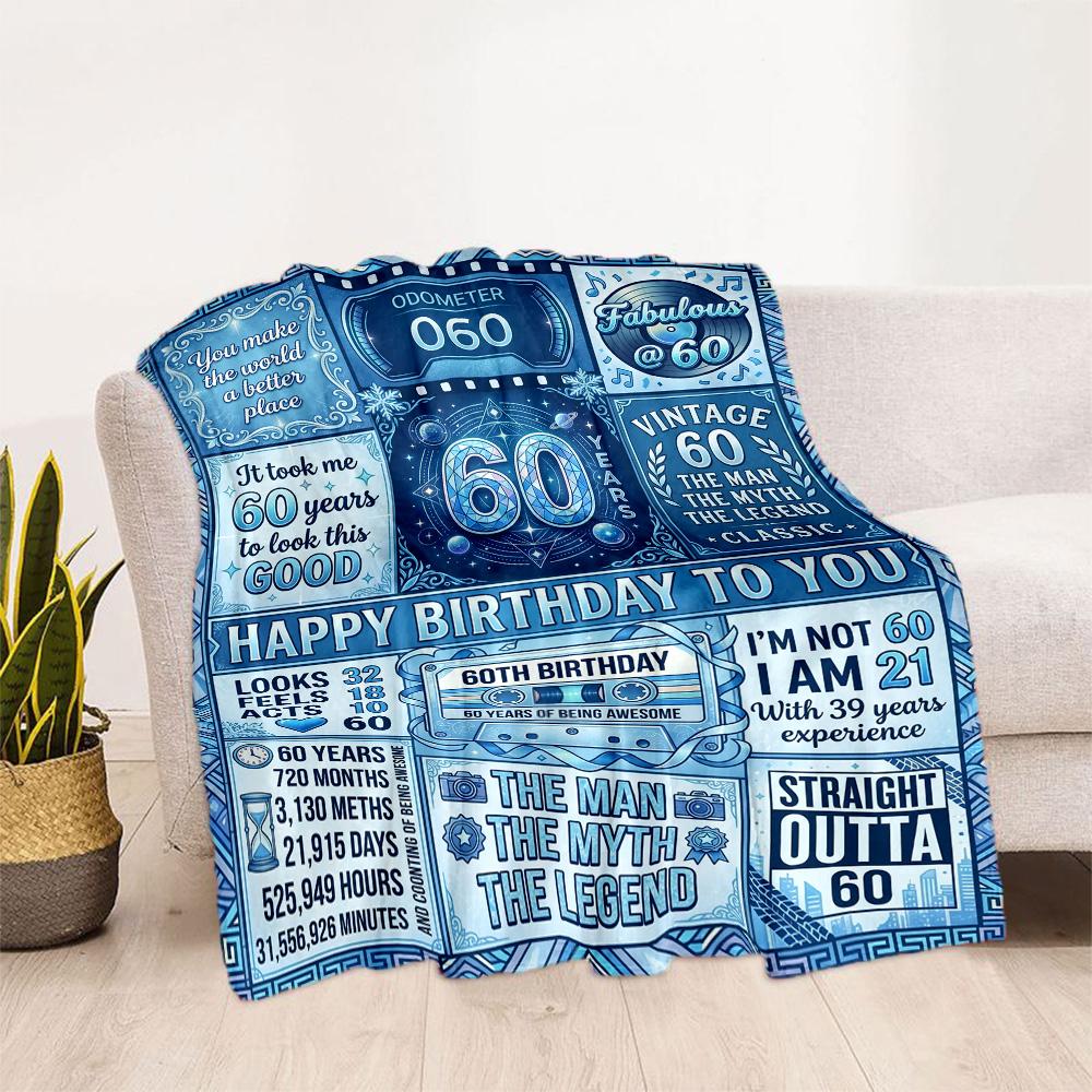 Happy 60th Birthday Celebration Blanket Ultra-Soft Great for Seaside Office Bed All-Season Use Warmthful Decor