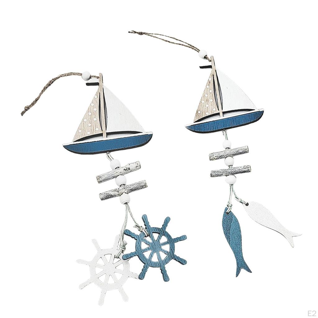 Decor Beach Wooden Ship Wood Boat Wall Decoration Door Hanging Ornament, Theme for Home