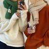 Autumn and winter thickened scarf women's high-end Korean version solid color lengthened knitted scarf to keep warm girlfriends windproof shawl