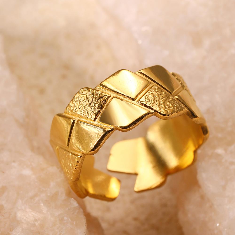 Stainless Steel Rings Minimalist Geometrical Rhombic Open Ring Adjustable Design Sense Ring For Women Zircon Gift Everyday Wear