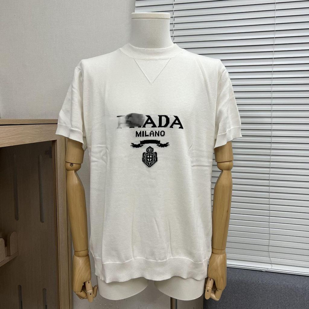 2025 Vår/Sommar Trendig Jacquardetikett Stickad Kortärmad Logotyp T-shirt