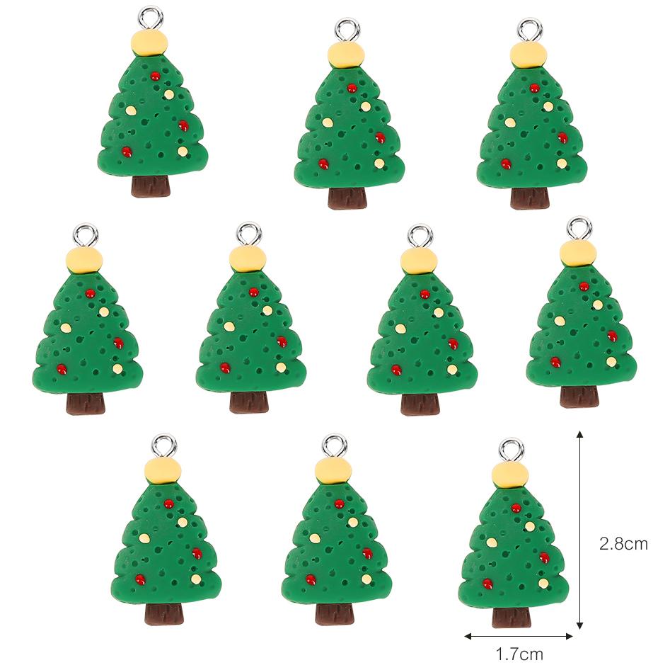 Christmas Resin Ornament Cute Santa Gingerbread Man Hanging Pendant for DIY Craft Jewelry Keychain Xmas Tree Decorations