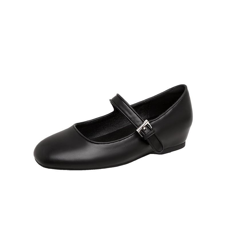 

Grape mother of the same style, imported mixed leather minimalist one-word buckle with soft bottom flat bottom Mary Jane single shoes women s new mode 40