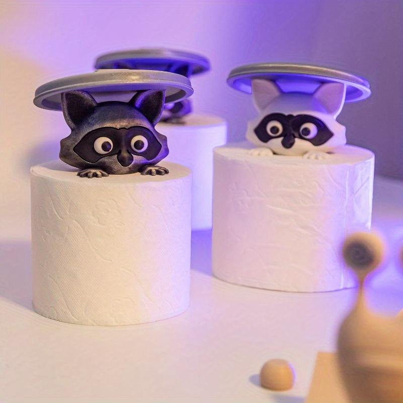 3D Printed Raccoon Toilet Paper Holder - Playful Bathroom Decor with Lid, Ideal Gift for Humor Lovers, Freestanding Design, Raccoon Bathroom Decor