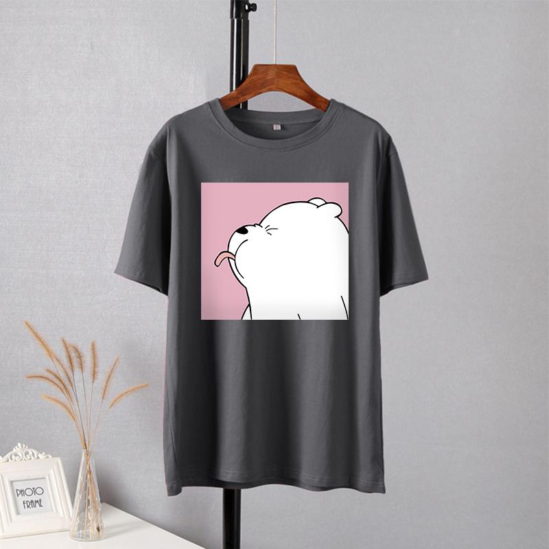 Shellsuning Summer Cute Printed Cotton T Shirt Women Loose Short Sleeve Trend Tees Female Casual Streetwear All-match Basic Tops
