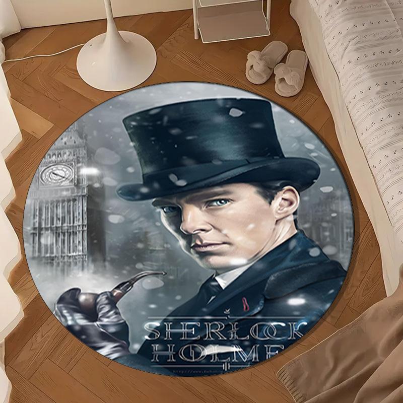 Sherlock Victorian Mystery Round mat, Anti-slip Circle Carpet Chair rug For livingroom,Bedroom, doormat home decor Gift Christmas Gifts