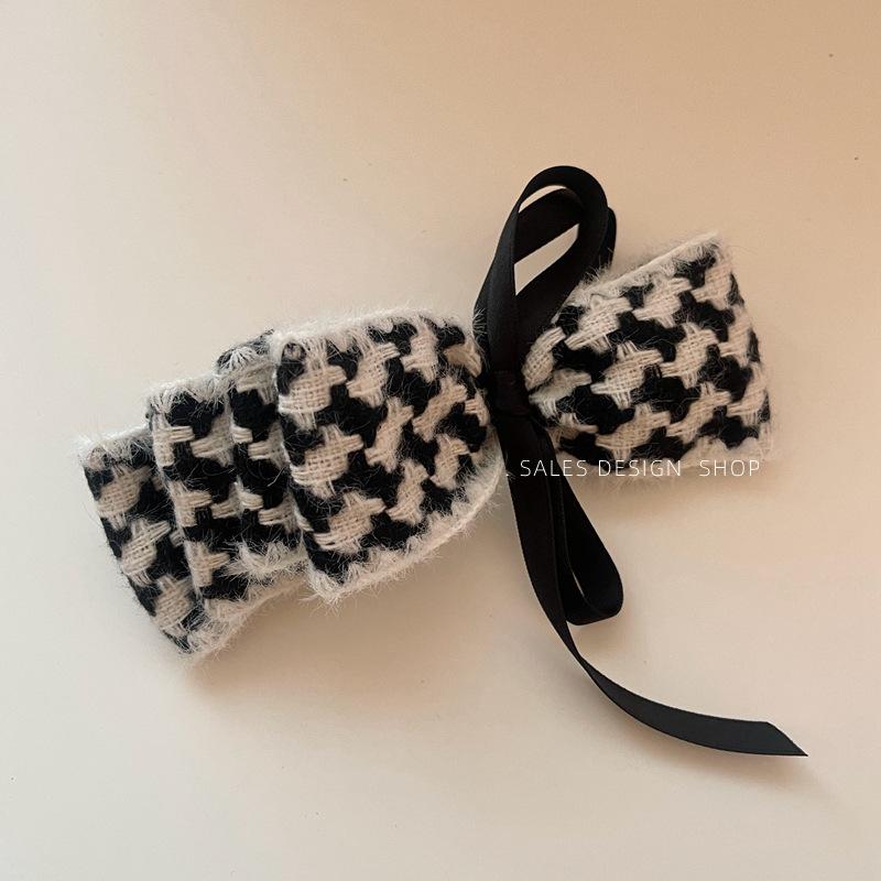 Корейская клетчатая плиссированная заколка для волос с бантом: Модный, Милый, Универсальный Осенне-Зимний Аксессуар