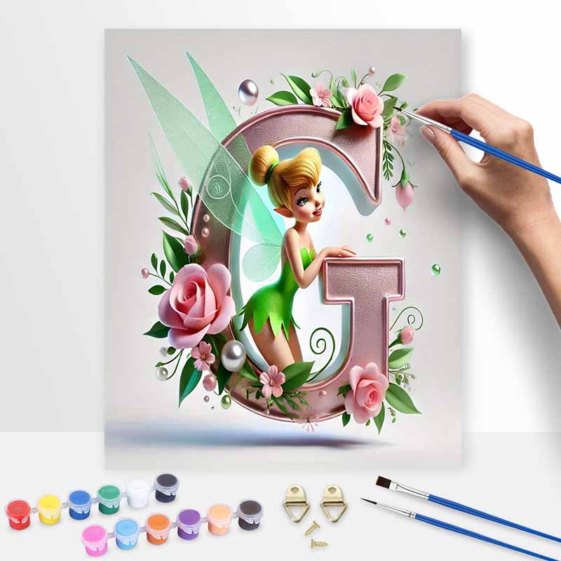 Disney Tinker Bell letter G digital oil painting art kit DIY handmade home decoration gift