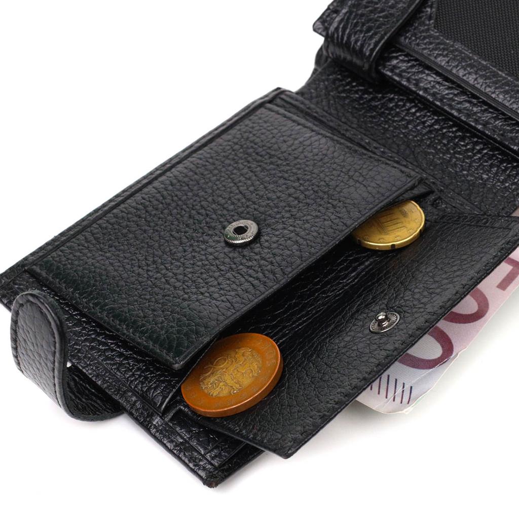 Horizontal Wallet for Men Made of Genuine Grained Leather BOND-WALLET 22059 Black