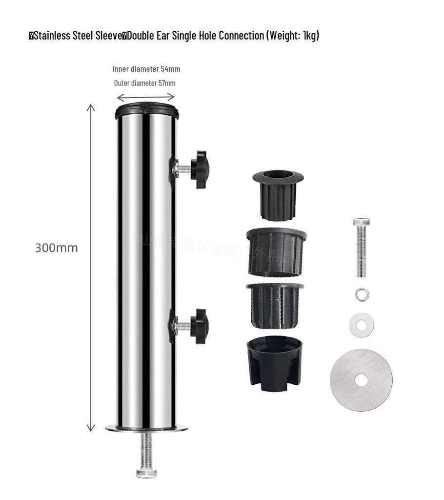 Outdoor Umbrella Base: Sunshade Ground Insert, Marble Fixer, Carbon Steel & Stainless Steel Tube