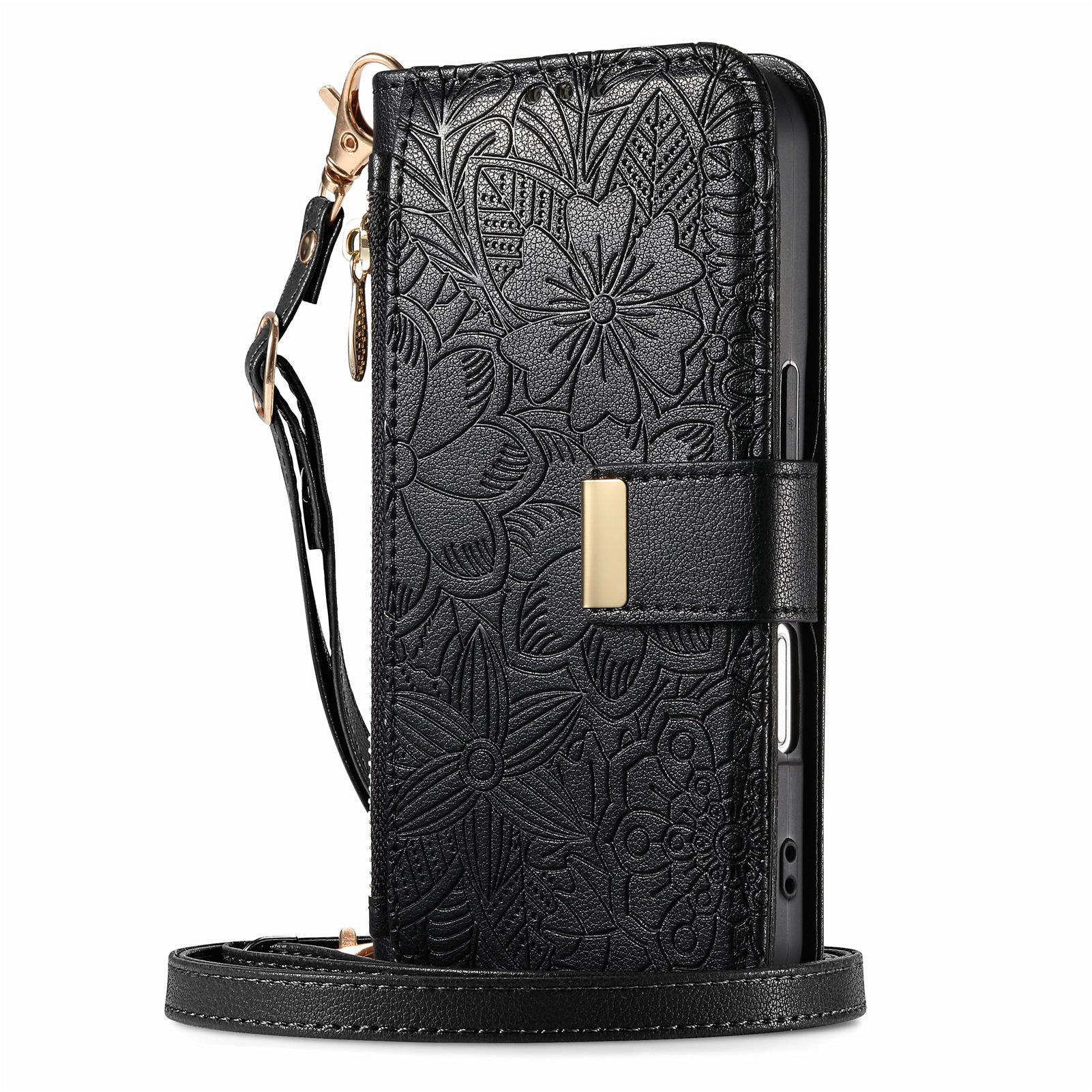 

Floral Leather Wallet Case for Honor 400/400 Lite/400 Pro/X60 Pro/X9C/X9b/X50...with Detachable Shoulder Strap Honor 400 Lite чорний
