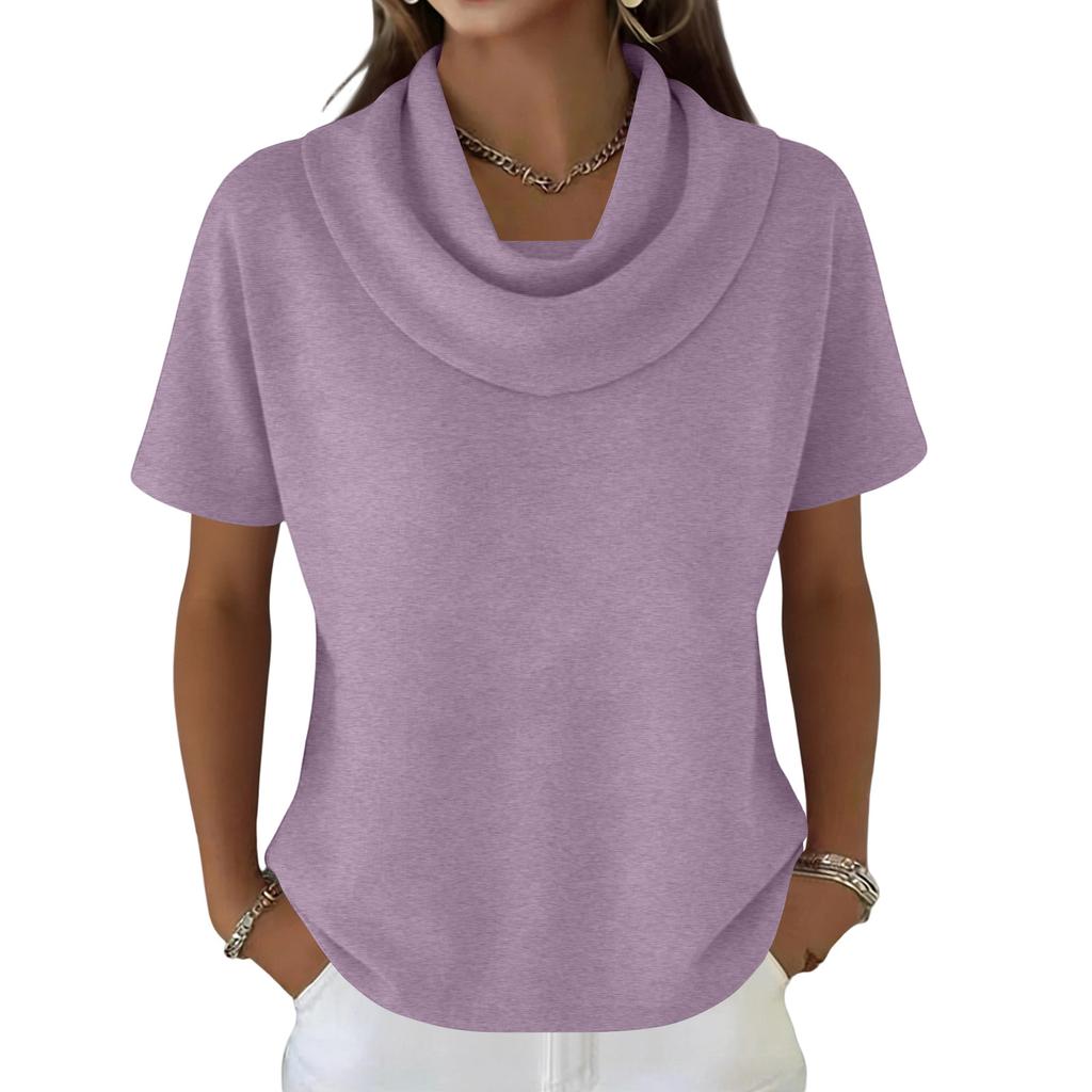 Women's Casual And Fashionable Round Neck Short Sleeved Color Top Sweater