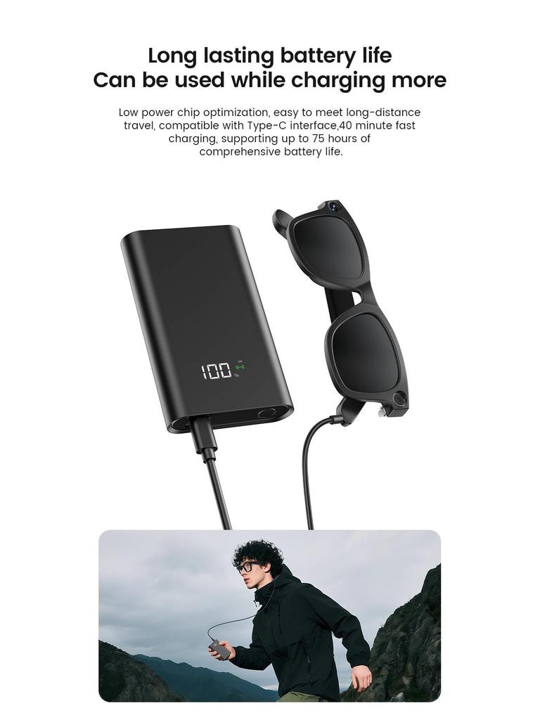 AI Smart Glasses: 800W Pixel, Object Recognition, Real-time Translation, HD Camera for Photo & Video Recording