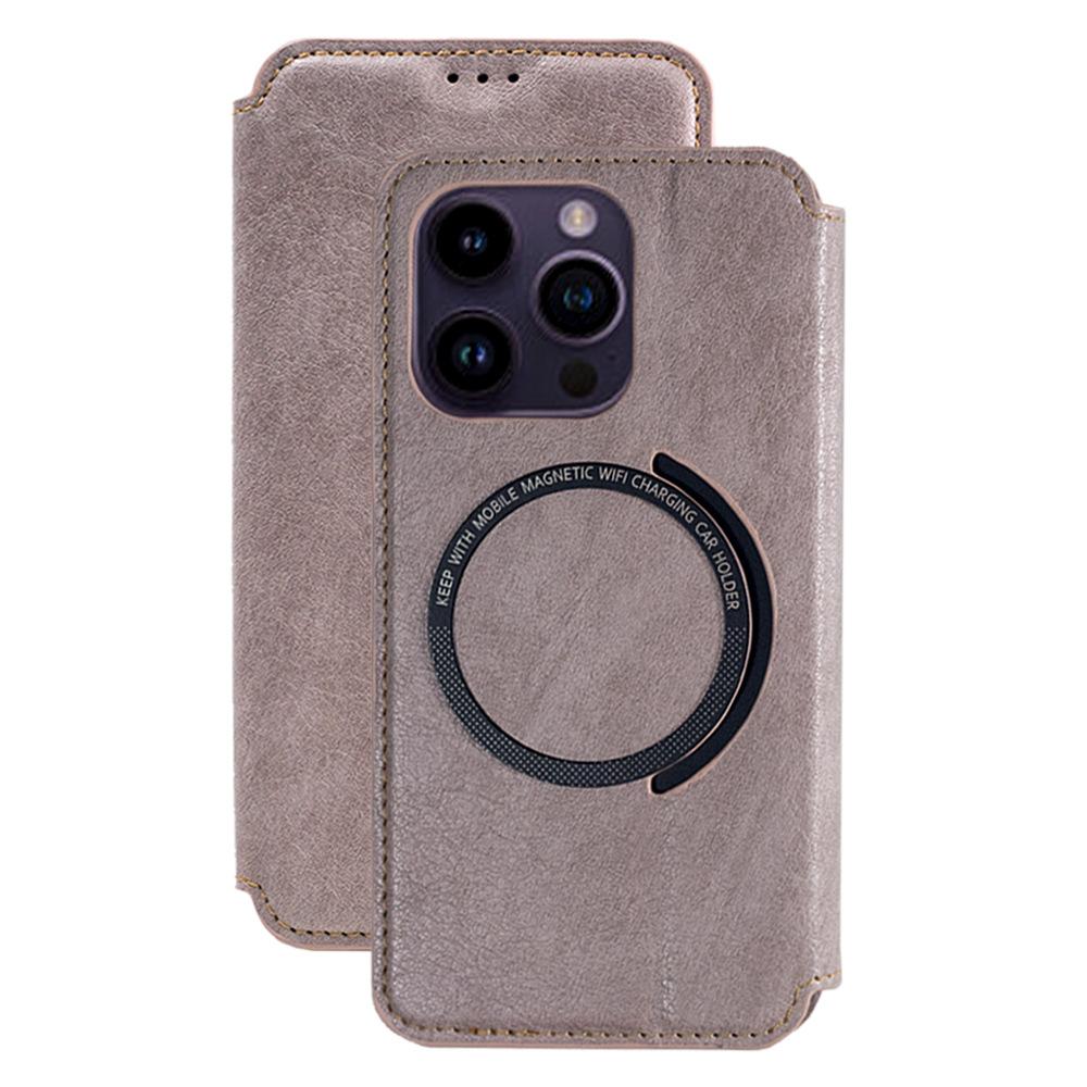 For iPhone 15 Anti-Scratch PU+TPU Matte Case Compatible with MagSafe Wallet Phone Cover