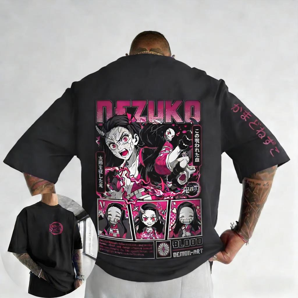 Demon Slayer Anime Printed Men and Women Summer Tshirt Couple Oversized Street Fashion Casual Parent Child Top Harajuku Y2K