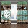 Summer Sea Animals Cartoon Starfish Turtles Blue Kid 2 Pieces Light Filtering Curtain for Living Room Bedroom Window Drape Decor
