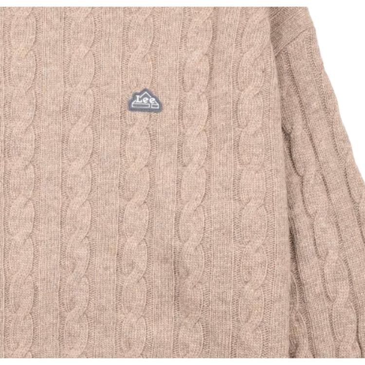 Lee Label Round Neck Pullover Sweater Men sweater Khaki LUT006391203170-A04831