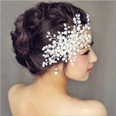 Bridal Ornament Korean Headband Headdress Pearl Wedding Headdress Flower Headdress Hair Comb Hair Comb Hair Band