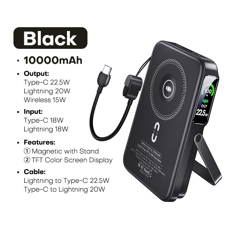 QOOVI Qi2 10000mAh Wireless Power Bank PD20W Fast Charging External Battery Portable Charger For iPhone Samsung iWatch Airpod