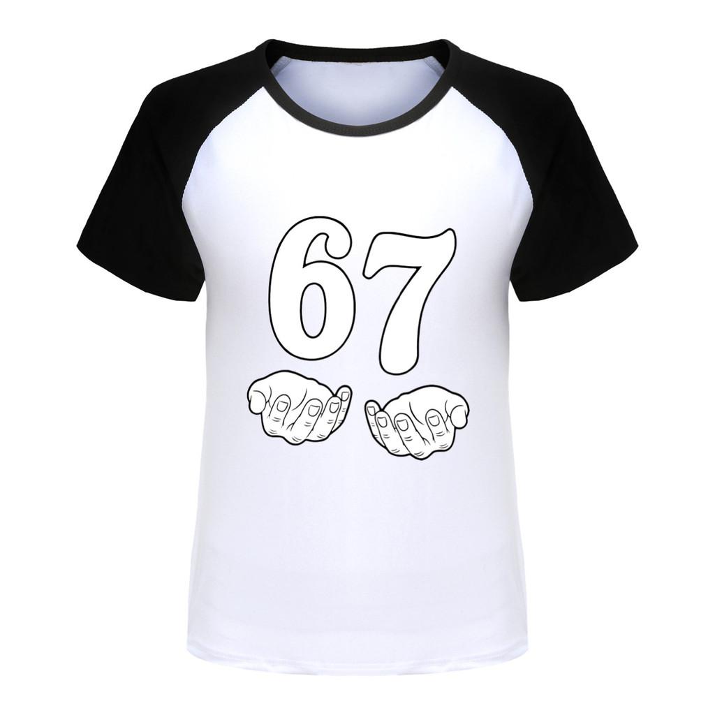5391 Kids Steal a Brainrot 67 Print Raglan Casual T-Shirt