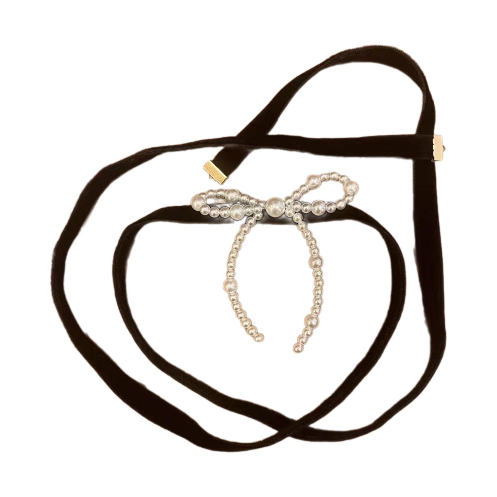 

Панк Винтаж Черный Бархатный Чокер Ожерелье Жемчуг Бант Декор Темперамент Ключичная Цепочка Ювелирные Изделия для Женщин Девушек 10